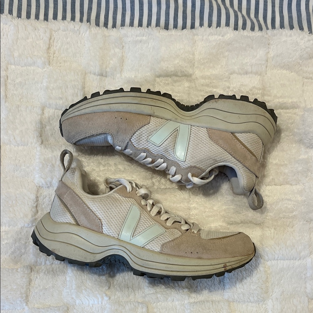 Veja Beige and White Sneakers